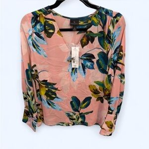 Pink and Blue Floral Blouse